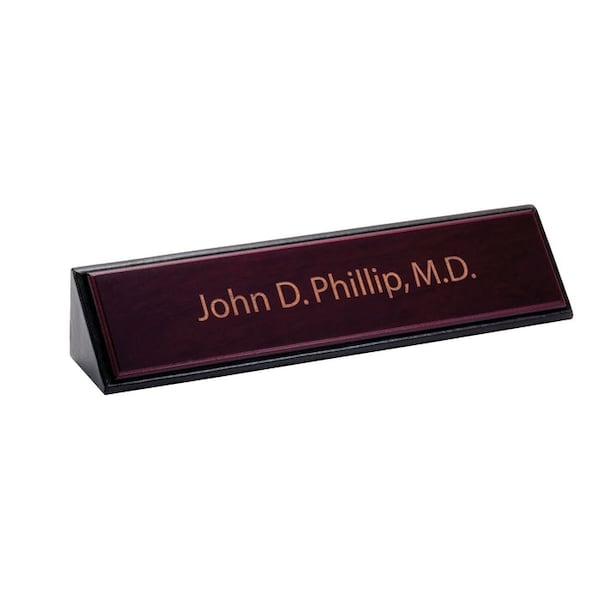 Dacasso Rosewood & Leather Name Plate AG-8046 - main